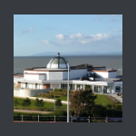View of the Marine Hall in Fleetwood looking out to sea.