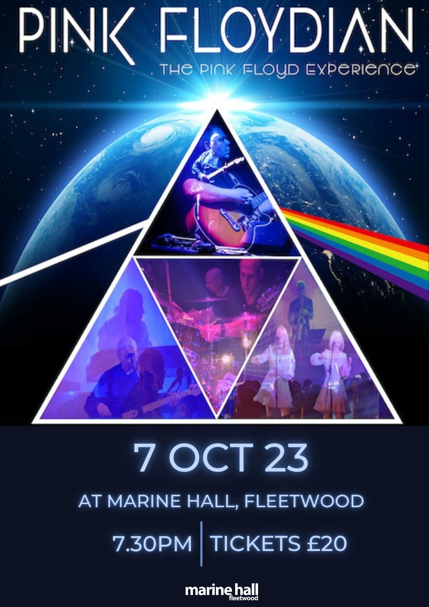Pink Floydian, The Pink Floyd Experience. 7 Oct 23 at Marine Hall, Fleetwood. 7.30PM. Tickets £20
